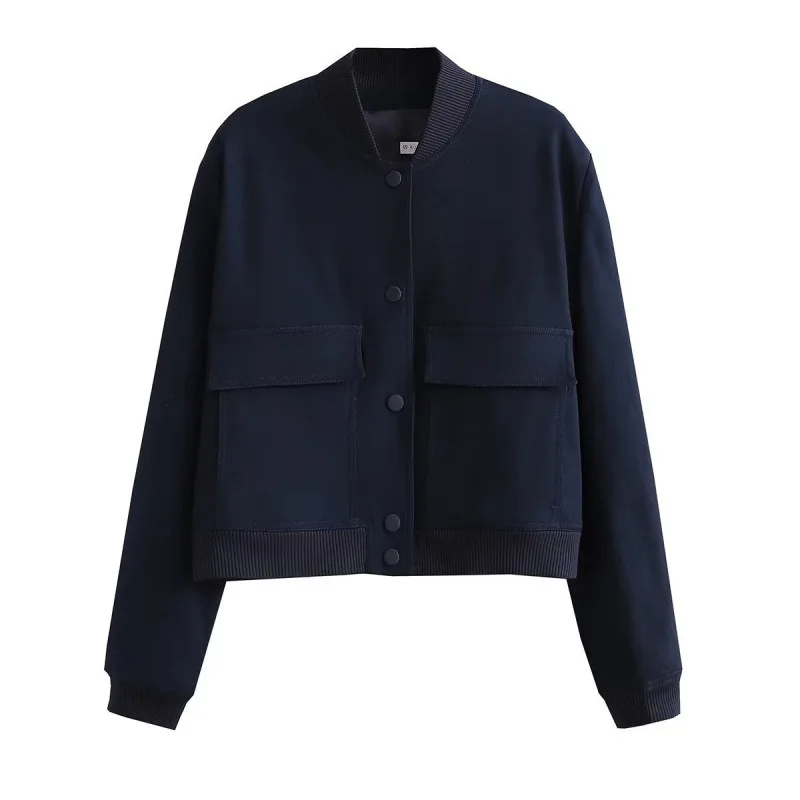 MUJER 2025 Woman Bomber Jacket White Autumn Winter Button Cropped Jackets for Women Fashion Long Sleeve Women Coats Outerwears