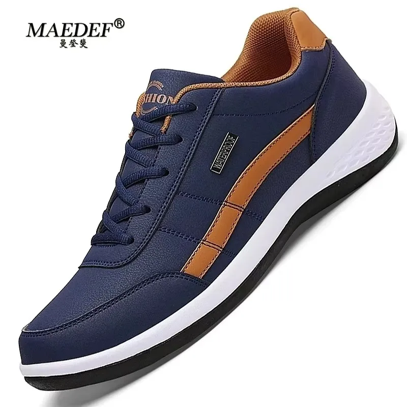 MAEDEF Shoes Men PU Leather Sneaker Waterproof Casual Comfortable Men's Sneaker Lace Up Footwear Vulcanized Man Shoe Masculino