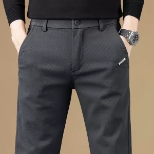 Autumn Winter High Quality Cotton Fabric Casual Pants Men Slim Fit Grey Black Korea Work Classic Cargo Brand Trousers Male 28-38