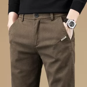 Brand Clothing Autumn Winter Cotton Fabric Casual Pants Men Grey Black Korea Work Classic Slim Fit Cargo Trousers Male 28-38