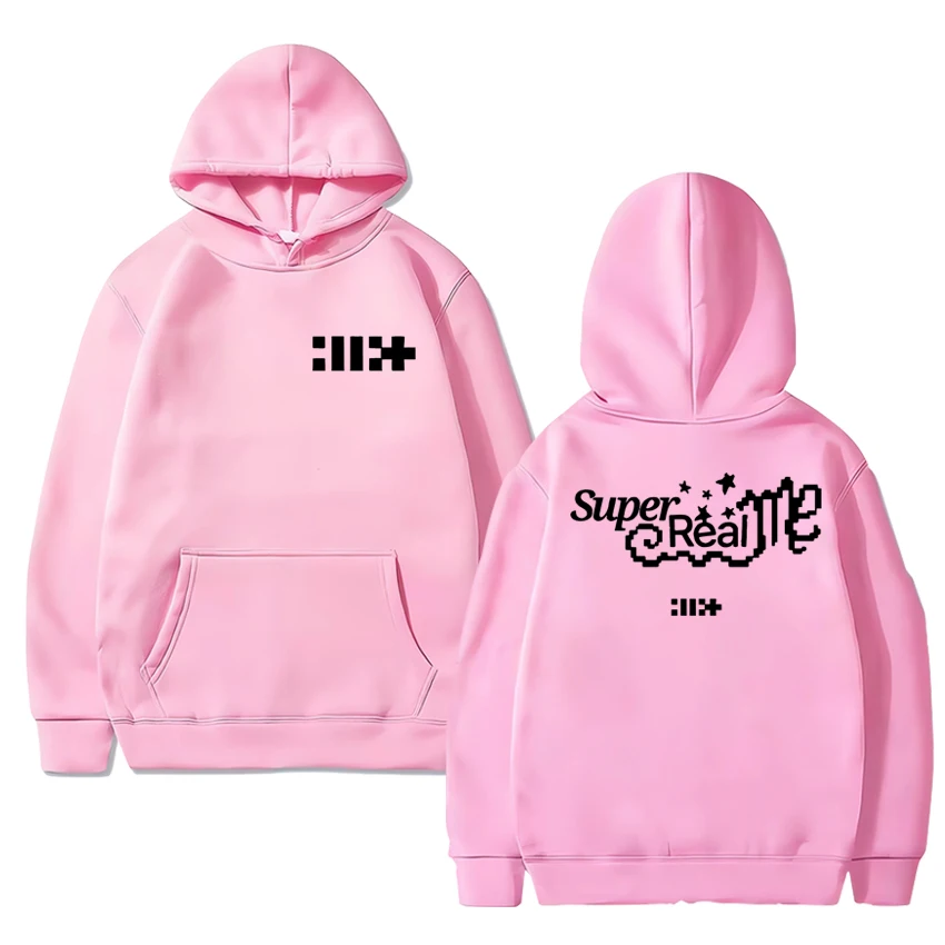 Korea Kpop ILLIT Band Album Super Real Me Double Sided print Hoodie Men women Trend Y2k pullover Unisex Casual Fleece Sweatshirt