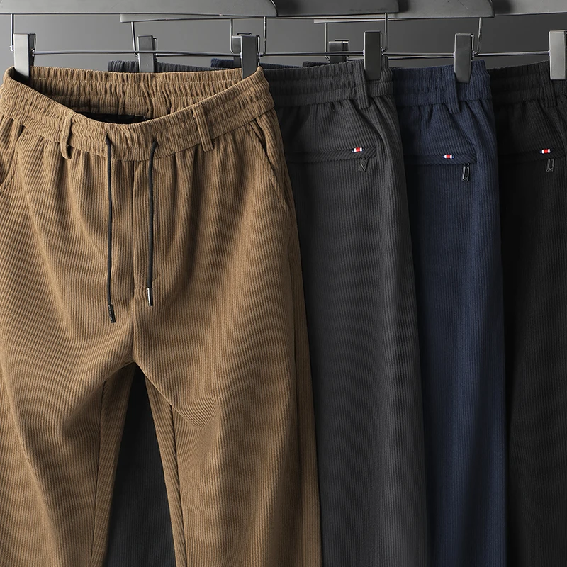 MINGYU Brand Clothing Autumn Winter Corduroy Pants Men Elastic Waist Straight Thick Korea Outdoors Casual Trouser Gift Plus Size