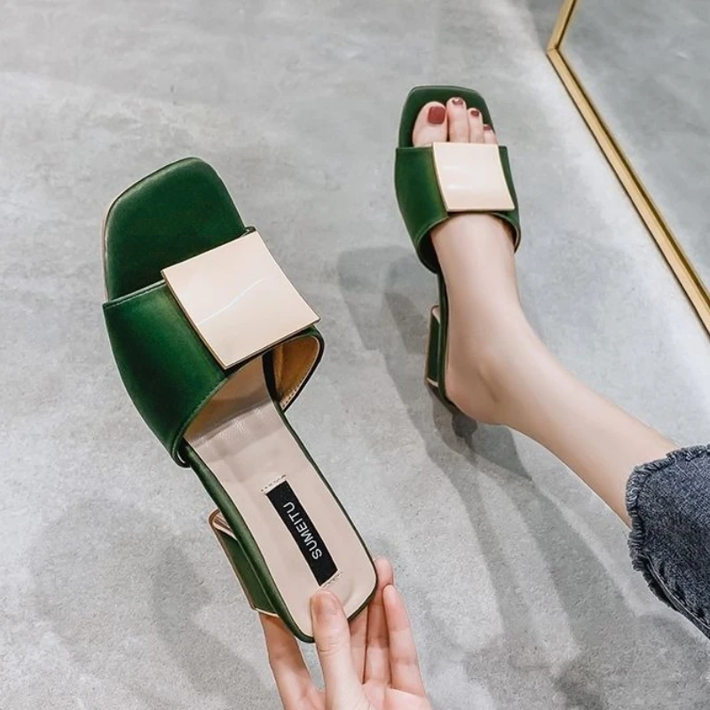 High Up To 5cm Heel Outside Slides Low Price Shoes Korea Style Pvc Women's Slippers and Ladies Sandals Summer Footwear On Sale
