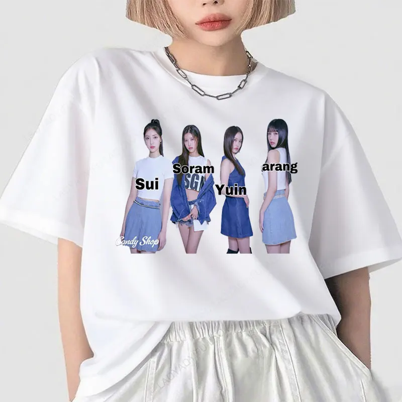 Playera Korea K-pop Candy Shop T Shirt YUINA SORAM SUI Hot Sale New Fashion 100% Cotton Streetwear Music Clothes Graphic Tee